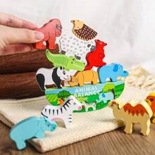 Wooden Stacking Montessori Toy Animal Balance Game, Preschool Educational Development Toy, Ideal Birthday, Christmas And Holiday Gift For Kids (Boys & Girls)