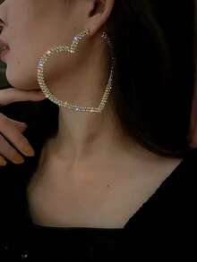 Double Hoop Rhinestone Earrings, Elegant Long Earrings, Personalized Korean Style Fashion Earrings For Women