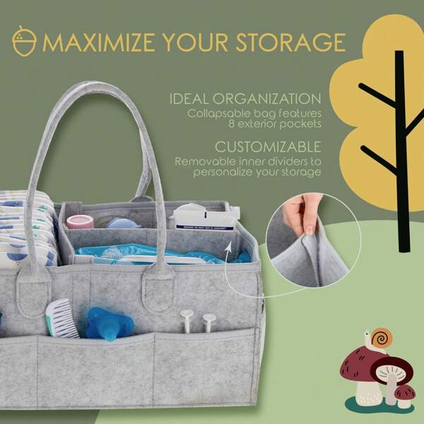 Bolsa de feltro para fraldas, bolsa portátil de feltro para fraldas, bolsa minimalista de feltro para guardar produtos de bebê, bolsa de mamãe