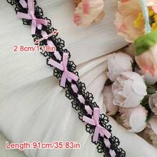 1 pieza 1 Yarda de Cinta Colorida, con Encaje con Lazo, para Manualidades de Ropa, Embalaje de Regalos, Bordado, Tejido, Bordes de Costura, Accesorios de Encaje Decorativos