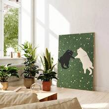 1pc Fun And Cute Couple Cat Poster Canvas Painting Modern Home Living Room Bedroom Study Room Home Decoration Wall Art Gift Optional Frame ,Wall Art With Frame - Multicolor - View 25