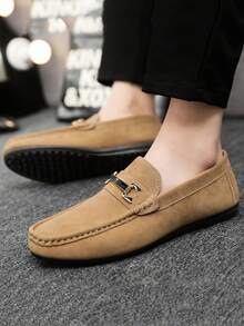 Men's Loafers Casual Shoes Moccasins Slip-On Boat Shoes Slouchy Shoes Leather Flat Round Toe Black Business Formal Dress Shoes (Run Small And Narrow, Suggest Ordering One Size Up) - Khaki - View 3
