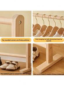 Baby Room Storage Rack, Indoor Hanging Clothes Rack, Floor Standing Bedroom, Children's Room, Kindergarten Solid Wood Hanging Clothes Rack, Simple Storage Rack - Children's Rack - View 8