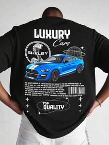 Playera Camiseta Normal Luxury Mustang Shelby Azul Unisex - Negro - Ver 1