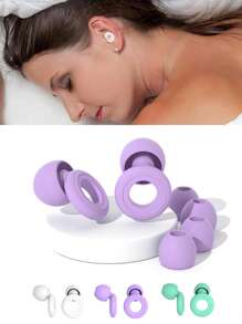 1 Pair Reusable Super Comfortable Noise-Proof Earplugs, Includes 2 Pairs Replacement Ear Tips, Suitable For Sleeping, Deep Focus, Traveling, Noise Sensitivity, Hearing Protection