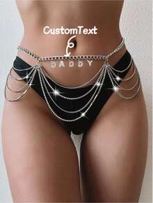 1pc Customized Crystal Letter Name Metal Waist Chain, Personalized Sexy Fashionable Rhinestone Tassel Body Chain, Party Outfit Accessory, Holiday Birthday Friend Lover Gift