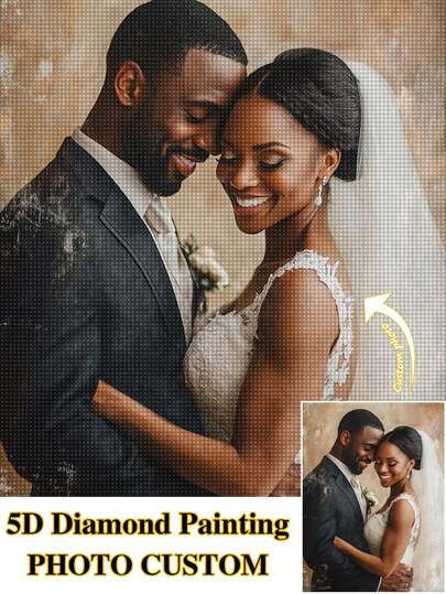 Anpassat diamantmålningsset, personliga DIY-bilder, 5D-diamantkonst, anpassad present för vuxna, väggdekoration för hemmet (runda diamanter, 11,7x11,7 tum/30x30 cm), diamantmålningsset