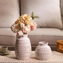 1 Pc Retro Milky White Kiln-Transformed Decorative Vase, Living Room Decoration Dry Flowers