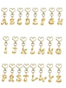 Colgante de letras del alfabeto en forma de burbuja lindas charms - Colgante de cristal de la suerte, letras de amor con cierre dorado de A a Z, colgante de aleación brillante para bolso y mochila - Regalo perfecto para cumpleaños y ocasiones especiales, llavero anillo colgante para bolso mochila coche, accesorios de billetera y bolso para mujeres y niñas - Dorado - Ver 2
