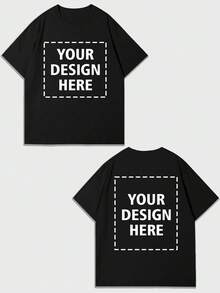 Customized Casual Crew Neck Short Sleeve T-Shirt For Men, Machine Washable, Essential For Summer, Suitable For Beach, Outing, Evening Date, Leisure - Black - View 3