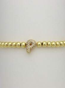 1 pieza pulsera con dije con letra de circonita cúbica de estilo clásico y de moda, pulsera de cadena ajustable de lujo con inicial A-Z, joya como regalo para mujeres