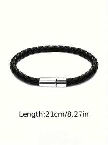 2 件简约皮革编织磁扣手链，复古合金男士珠宝，适合日常佩戴，也适合送给朋友和家人 - 彩色 - 查看 2
