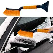 Cepillo de nieve 2 en 1 para coche y raspador de hielo, cepillo de nieve para coche, agarre de espuma ergonómico, raspador de hielo para ventana, limpiador de nieve para coche SUV Z6OV - Amarillo - Ver 2