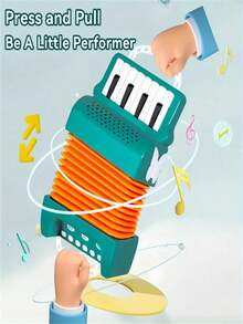 儿童手风琴乐器，适合初学者，便携易用，适合家庭聚会、派对、亲子互动，适合男孩和女孩的益智玩具，配件/款式/颜色多样 - 彩色 - 查看 5