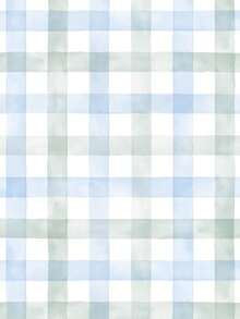 Watercolor Plaid Adhesive Wallpaper - 藍色和綠色 - 查看 4
