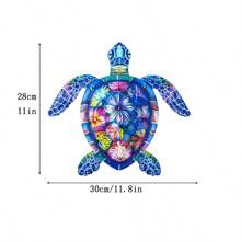 1 Stück lebendiges Blumen Metall Schildkröten Wandkunst, 2D bunte Schildkröte, Blumenmuster, ideal für Garten, Zimmer, Schlafzimmer, Zuhause, Outdoor Dekoration, Wanddekoration, perfektes Feriengeschenk, Schildkröten Dekoration