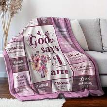God Says You Are A Blanket, God Says I Am A Blanket, Christian Blanket, Floral Themed Blanket, Super Soft Flannel Printed 3D Blanket,   As Birthday Gifts, Family, Wedding, Souvenir Blankets, Polyester Blankets Suitable For All Seasons, Washable, Machine Washable, Lightweight, Breathable, Comfortable, Warm, Unique, 280gsm For Him, Her Personalized Ideal Gifts For Her, Him, Family, Boyfriend, Girlfriend, Father, Family, Mother, Lover, Daughter, Son, Grandfather, Grandmother, Friend, Classmate, Pet.   Perfect Nap, Camping, Travel, Home, Daily Life, Office Decoration, Birthday, Anniversary, Valentine's Day, Thanksgiving, Christmas, Halloween, Mother's Day, Father's Day, Wedding, New Year Gifts ,Sofa,Bed,Car,Bedroom,Living Room,Office,  Outdoor Camping, Beach,Wall Decoration - Nhiều màu - Xem 5