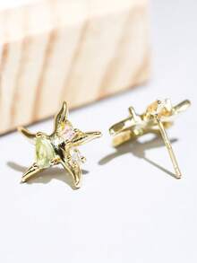 女士水滴锆石星形耳环，不锈钢金耳环，女士耳环，送给朋友的最佳礼物