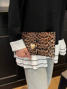 Fashionable Leopard Print Simple Clutch Envelope Bag For Women - Brown - View 2