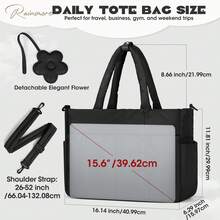 NEWHEY 女士笔记本电脑手提包 15.6 英寸轻质羽绒手提包工作包绗缝旅行手提包带肩带大号电脑公文包教师包护士包适合休闲办公旅行 - 彩色 - 查看 6