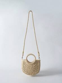 Tropiscape Mini Straw Woven Crossbody Shoulder Bag Daisy Decor Purse Handbag Summer Bag,Perfect For Summer Beach Travel Vacation Beach Autumn Winter Gifts - Beige - View 6