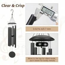 28" Wind Chimes For Outside With Clear & Crisp Sound, Coolest Metal Windchimes Outdoors With Pine Wood Striker, Unique Gift For Mom, Garden Decoration(Black)