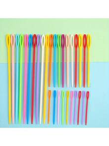 1PC/4PCS/30PCS Plastic Hand Sewing Needles, Knitting Aids, Plastic Large Eye Sweater Needles, Handmade Plastic Needles - Multicolor - View 6