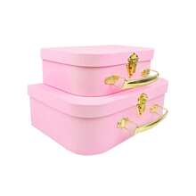 2Pcs Suitcase Gift Box Pink Storage Box Cosmetics Stationery And Jewelry Storage Birthday Gift Wrap Wedding Graduation Gift Wrapping Boxes School Supplies, Back To School