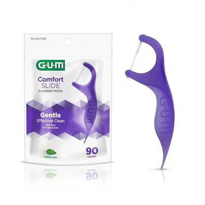 GUM Flossers Ultra Deslizantes – Paquete de 90 unidades, hilo dental con ergonómico para limpieza dental precisa y cómoda