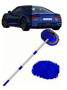 2 Pieces Detachable Car Wash Mop With 1pc Mop Head, Chenille Car Wash Mop,Cleaning Supplies,Multi-Purpose - Blue - View 2