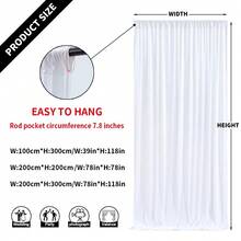 1 pieza Elegante cortina de fondo de boda de tela elástica blanca, cortina de arco de boda, decoración multifuncional adecuada para bodas, fiestas de cumpleaños, cenas en casa y varias ocasiones, fondo fotográfico, decoración de boda, protección de la privacidad, con bolsillo para barra en la parte superior, Tamaños: 100x300cm/200x200cm/200x300cm, Cortina blanca en tela suave