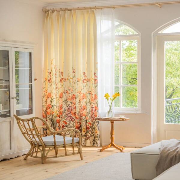 Cortinas con estampado de algodón rústico, de estilo pastoril y país americano, simples y frescas, con efecto semiopacante, para ventanas, dormitorios, balcones, divisiones y salas de estar