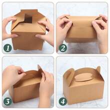 24/12/6pcs Brown Paper Bags With Handles And Lids, DIY Handmade Gift Box, Cube, Cupcake, Outdoor, Wedding, Birthday Party, Ideal For Fun Celebrations