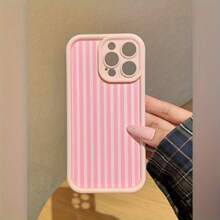White Powder Stripe Pink Scrub All Inclusive Drop Resistant Shock Case For IPhone 16 15 13 14 12 11 Pro Max 14 15 16 Plus