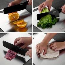 1pc Antibacterial Stainless Steel Cutting Board, Dual-Side Chopping Board For Home Kitchen