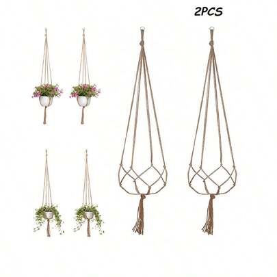 2 件创意植物吊架，植物架花盆架，吊篮绳，壁挂式悬挂植物架，适用于室内外家庭花园阳台装饰（多种尺寸可选）
