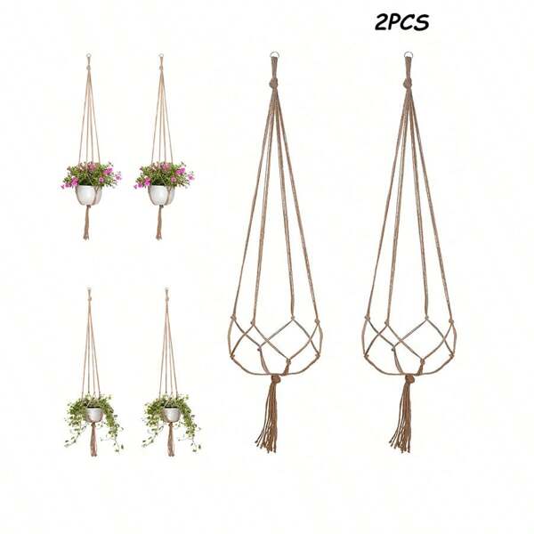 2 peças de suportes criativos para plantas, suporte para vasos de flores, corda para cesta suspensa, suporte para plantas suspenso na parede para decoração de varandas e jardins internos e externos (vários tamanhos disponíveis)