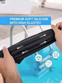 Extra Large Silicone Swimming Cap For Braids And Long Hair Extensions, Waterproof Swim Caps For Pools And Showers, Suitable For Adults To Keep Hair Dry, Easy To Put On And Take Off, Fits Various Hair Lengths And Styles Including Short, Medium, Long Hair, Braids, Weaves, Curls, And Afro Hair. Available In 5 Sizes: S-M-L-XL-XXL, Black Color, Unisex, Beach Essentials, Beach Accessories, Pool Float - Black - View 8