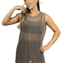 Camisa Blusa De Tule Regata Transparente Academia Esporte Moda Fitness