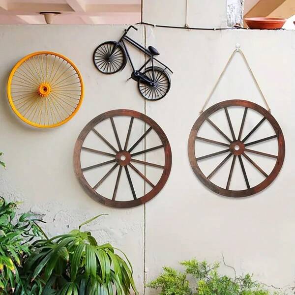 1/2/3/4 piezas Decoración de pared de madera Decoración de rueda Estilo vintage del campo Rueda de granja para pared Decoración de jardín, hogar, bar, garaje Decoración colgante