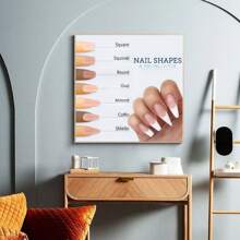 1PC Afiș Ghid vizual cu forme de unghii fără ramă - Imprimare artistică pe pânză pentru salon de manichiură cu temă de modă pentru poster decor pentru perete