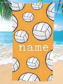 1 件个性化沙滩巾，带有自定义名称和排球印花 - 超强吸水超细纤维，防褪色，多种尺寸，适合海滩、泳池、瑜伽 - 男女皆宜的礼物，泳池边配件 | 活力设计 | 防褪色面料 旅行必需品 旅行配件 海滩必需品