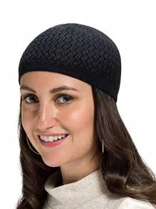 1pc Unisex Knit Beanie Hat, Islamic Kufi Cap, Minimalist Breathable Muslim Taqiyah, Suitable For Celebration, Casual Wear, Arabic Prayer Cap, Festival Gift