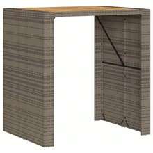vidaXL Set Bar da Giardino 3 pz con Cuscini Grigio Polyrattan Acacia - Grigio - Visualizzare 4