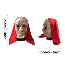 Tocado de anciana con cara arrugada realista, accesorio para fiesta de disfraces para adultos - Negro - Ver 6