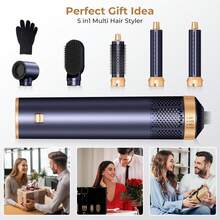 UKLISS Cepillo secador antiencrespamiento de 110.000 RPM + rizador automático + cepillo alisador + peine voluminizador: Set profesional de cuidado capilar Air-Styling 5 en 1, 6 herramientas en 1 para un peinado sin esfuerzo, regalo de Navidad perfecto. - Enchufe EU Tipo C(220-240V) - Ver 10