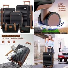 Suitcase Sets 5 Piece Expandable Hard Shell Lightweight 100 PC Durable Carryon Trolley Travel Lage Double Spinner Wheels TSA Lock With Travel Duffels Bag +Toiletry Bag Black - 5PieceSet - View 1