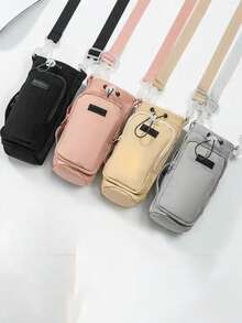 1pc Portable Outdoor Casual Pocket Water Bottle Holder With Shoulder Strap, Fits 32oz Bottles, Water Bottle Carrier Bag With Phone Pocket, Crossbody Handheld Water Bottle Pouch For Walking, Hiking, Travel, Camping (Water Bottle Not Included, Random Letter On Bag Surface), Back To School Supplies - Multicolor - View 7