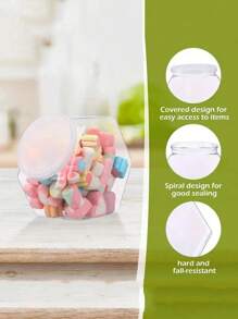 70/30 Oz Hexagonal Candy Jar With Lid, Clear Plastic Jar, Coffee Candy Display Bottle, Polished Metal Finish For Valentine's Day, Easter, Thanksgiving, Ideal Storage Container For Snacks, Cookies And Gifts, Kitchen Supplies Kitchen Decor