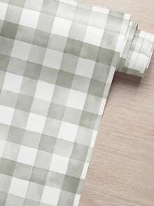 Watercolor Plaid Adhesive Wallpaper - 橄欖綠 - 查看 6
